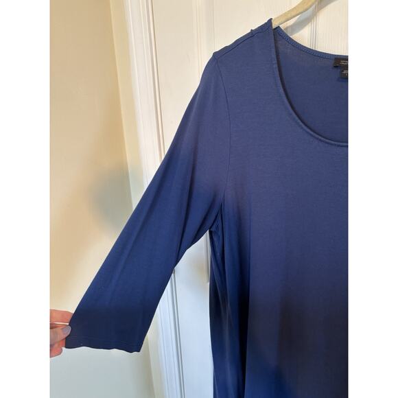 J Jill Wearever Collection Blue Tunic Size Large Minimalist Classic Casual - Picture 3 of 7